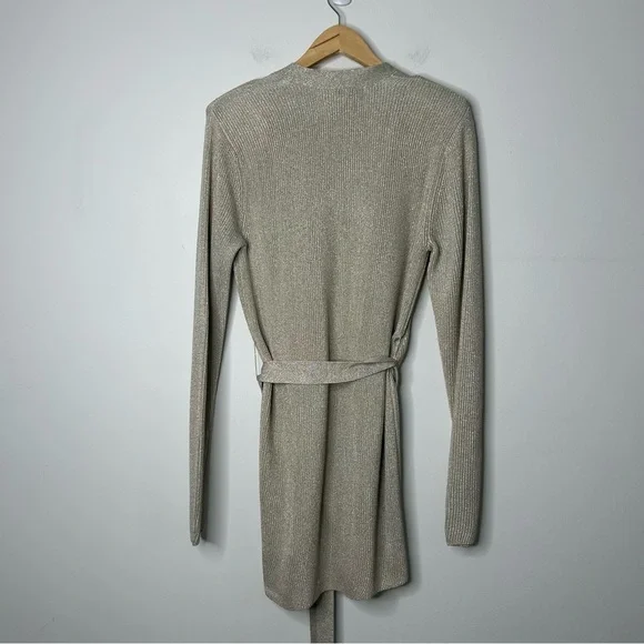 L’Agence Rhea Open Front Tie Knit Cardigan Sweater Gold Women’s Large Hybrid